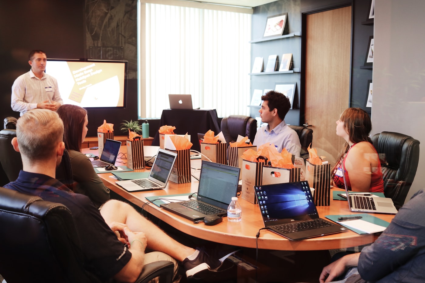 Professional team analyzing information in a meeting
